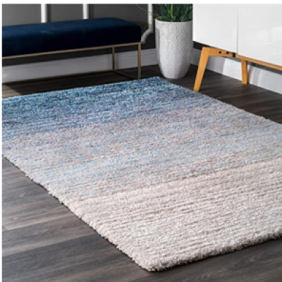 SHAGGY LIGHT BLUE and WHITE COLOUR MICROFIBER RUGS